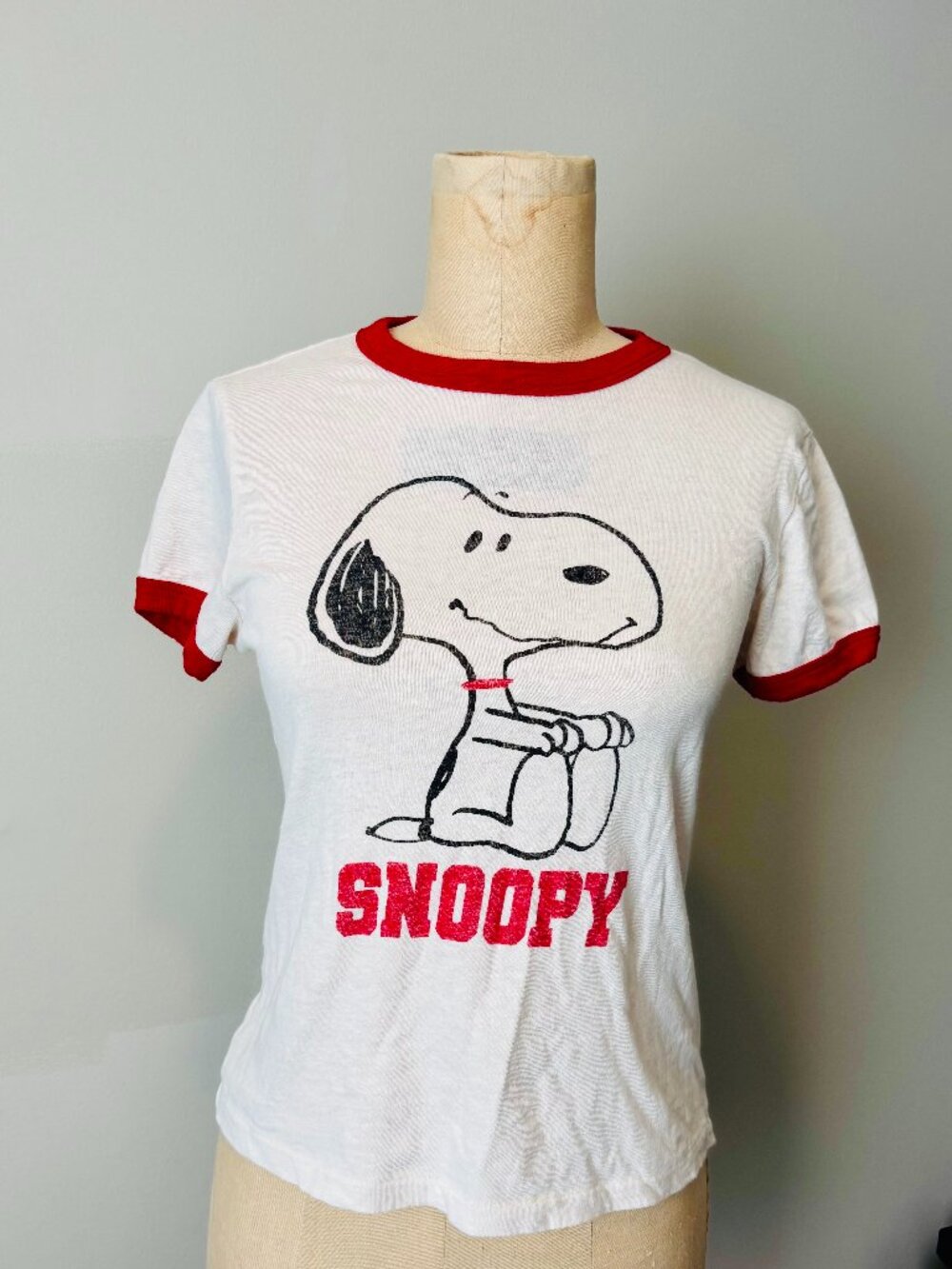 Re/Done Peanuts Slim Ringer Tee Snoopy Small